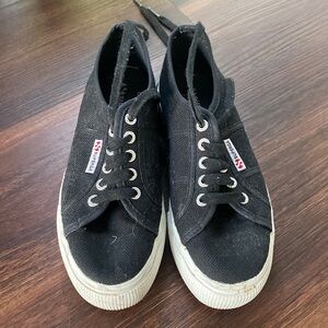 Gently worn black superga platform sneakers
